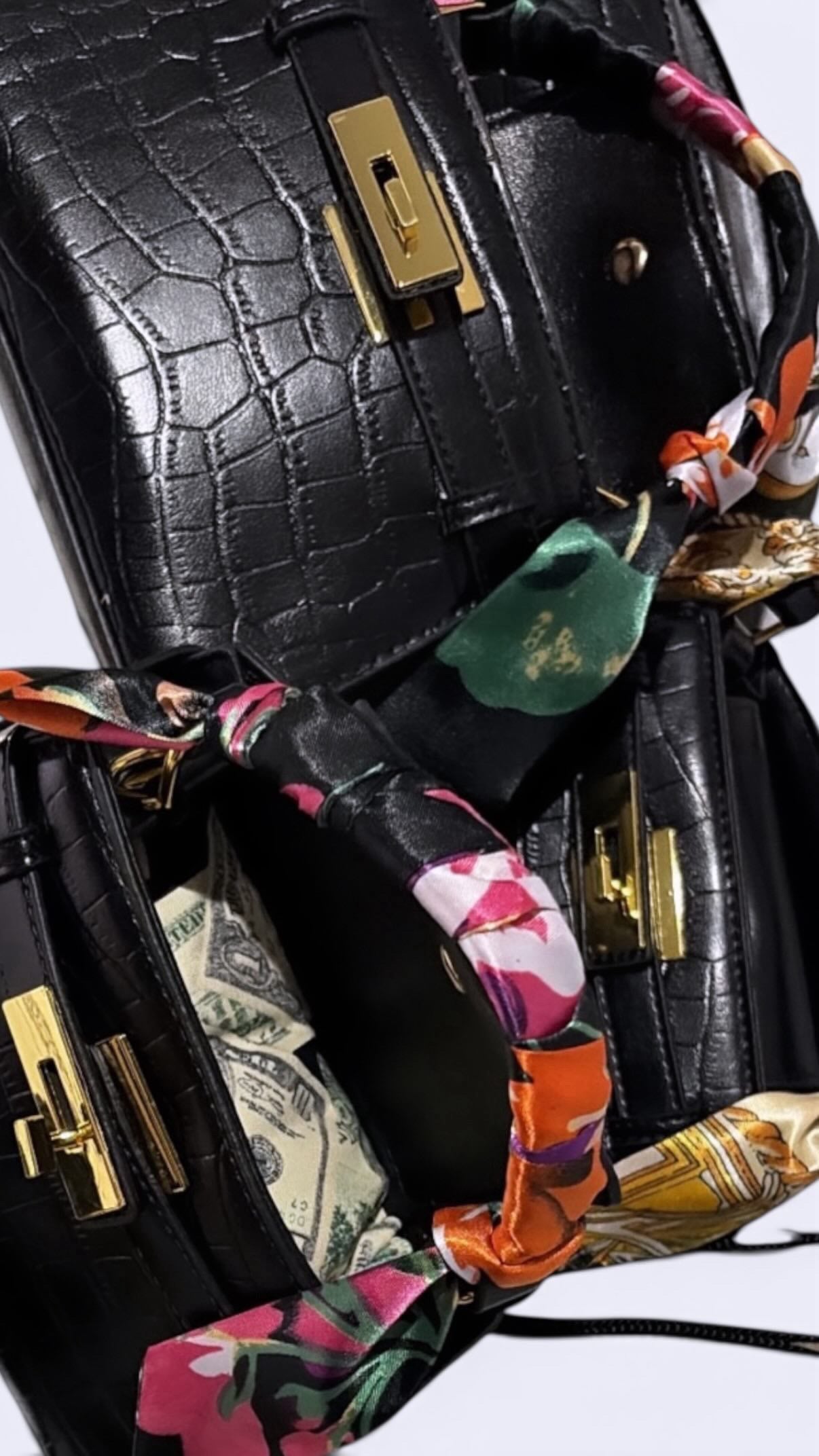 “A lil Birkin Money” (black croc)